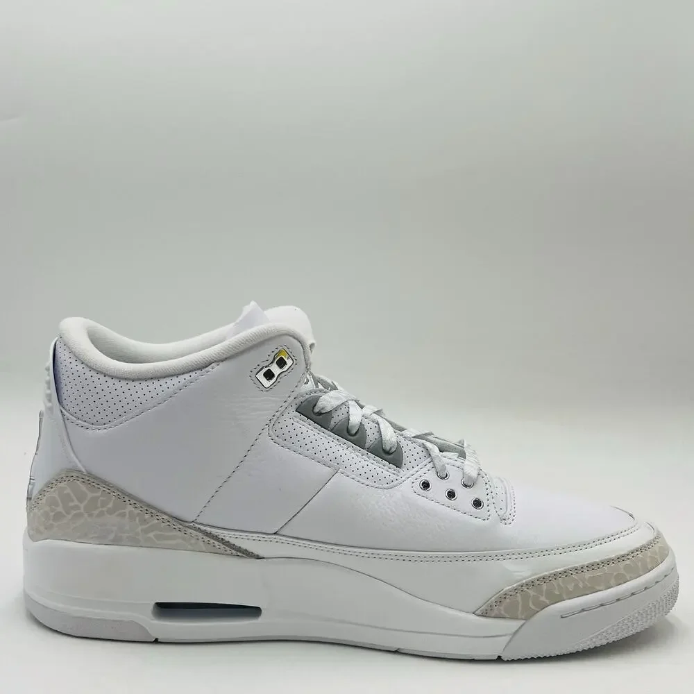 Nike Air Jordan 3 Retro White Silver Sneakers CT8532 111 Men Size 13 NEW